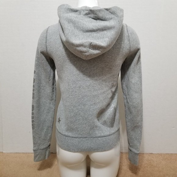 Victoria's Secret PINK hoodie XS peace star heart bling sequin graphic zip up - Picture 3 of 16